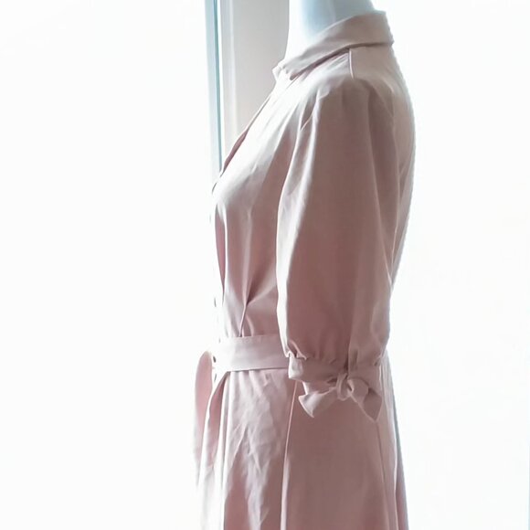 Reina Tan Collared Button Up Midi Tie Waist Coat or Dress - Picture 10 of 16